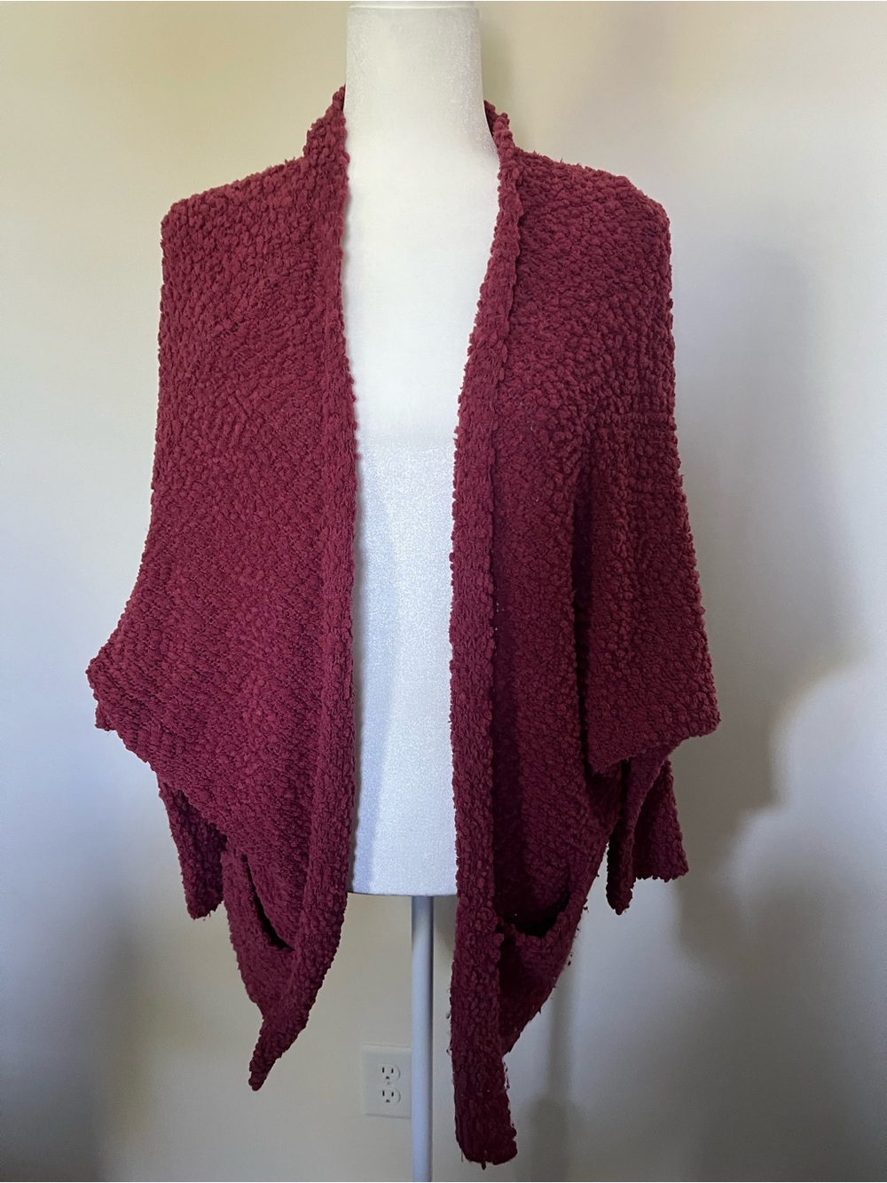 Cozy Open-Front Women's Sweater Cardigan - Burgundy